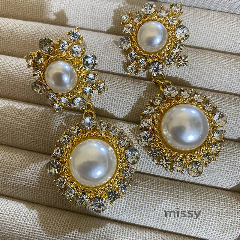 Jemimah Pearl Diamond Drop Earrings