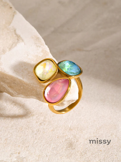 Leeann Multi-color Rhinestone Open Ring