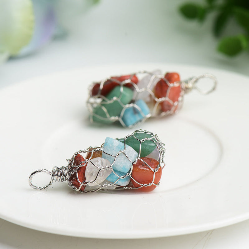 Mixed Crystal Chips Chakra Pendant | Spiritual Healing Necklace