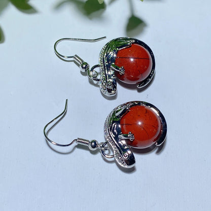 Mixed Crystal Lizard Earrings With Healing Stones 1.5 Inch