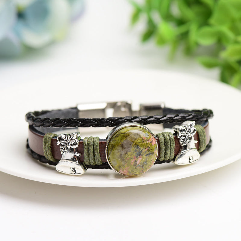 Mixed Crystal Spiritual Bracelet With Metal Snap Closure