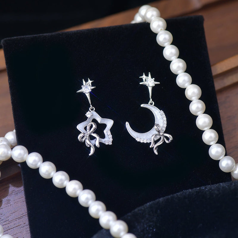 Moon Star Bow Earrings