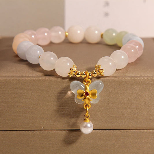 Morganite Confidence Butterfly Charm Spiritual Bracelet