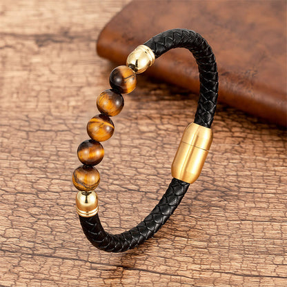 Multi-stone Protection Leather Bracelet