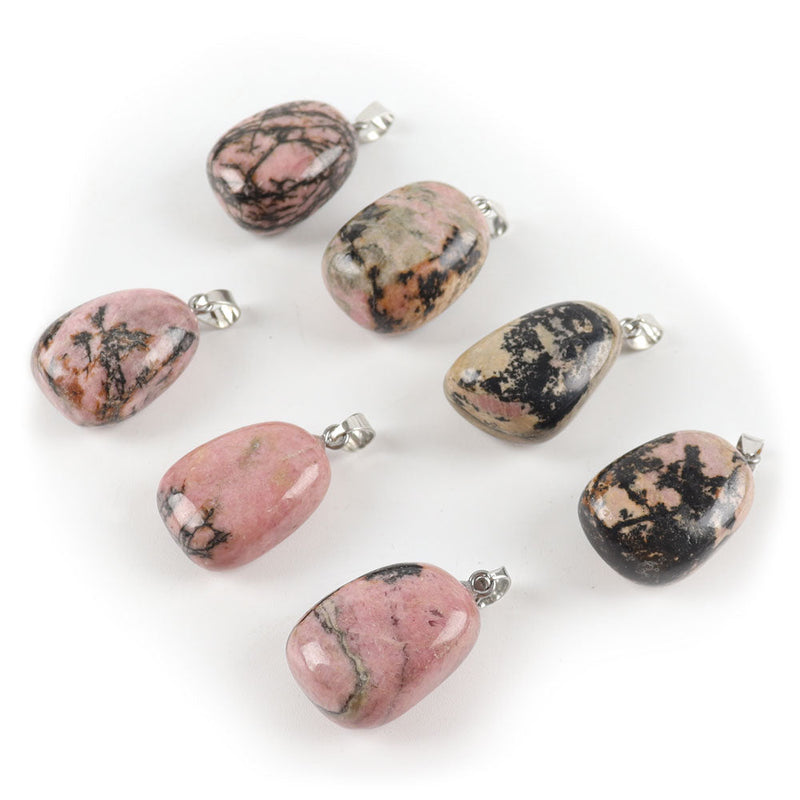 Natural Rhodonite Healing Crystal Pendant 0.8-1.1 Inch