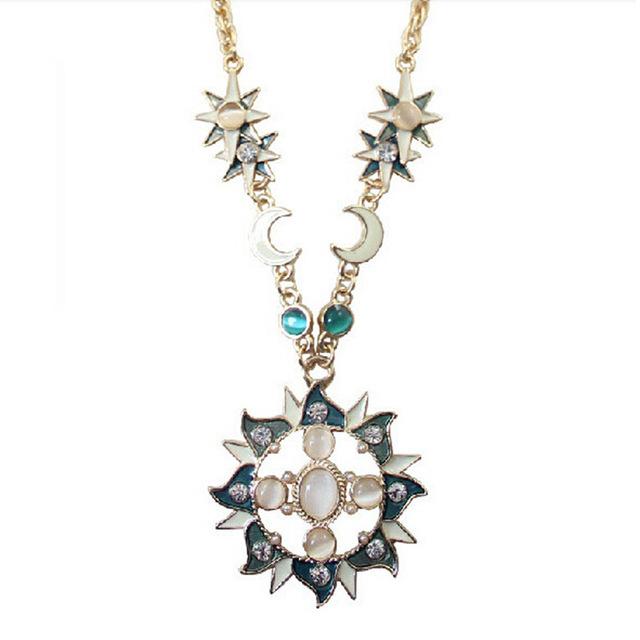 Celestial Sun & Moon Crystal Necklace
