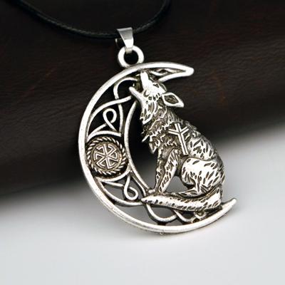 Celtic Wise Owl & Wolf Moon Necklace