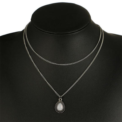 Double Layer Water Drop Opal Necklace