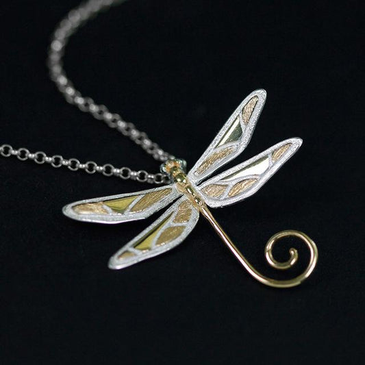 Dragonfly Swirl Sterling Silver Necklace