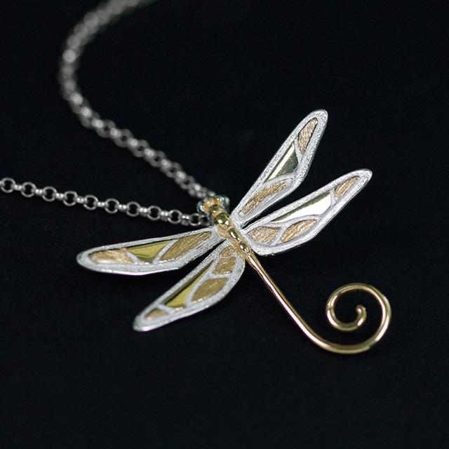 Dragonfly Swirl Sterling Silver Necklace
