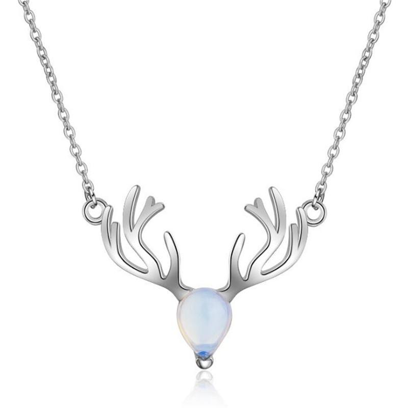 Elk Moonstone Sterling Silver Necklace