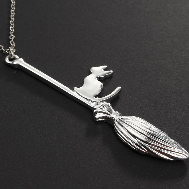 Flying Witch Cat Necklace