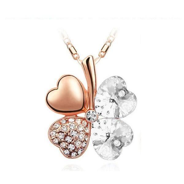 Four Leaves Clover Heart Necklace