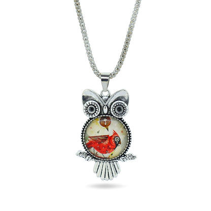 Glass Owl Pendant Necklace