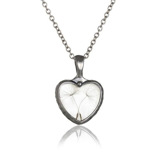 Heart Dandelion Seeds Necklace
