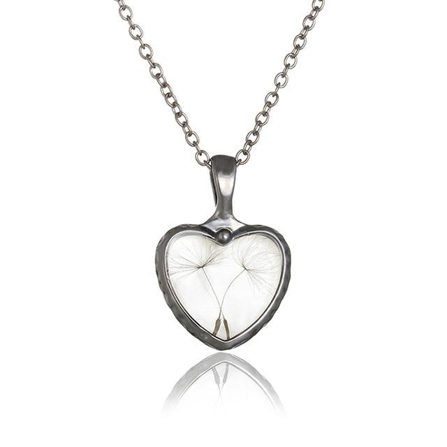 Heart Dandelion Seeds Necklace