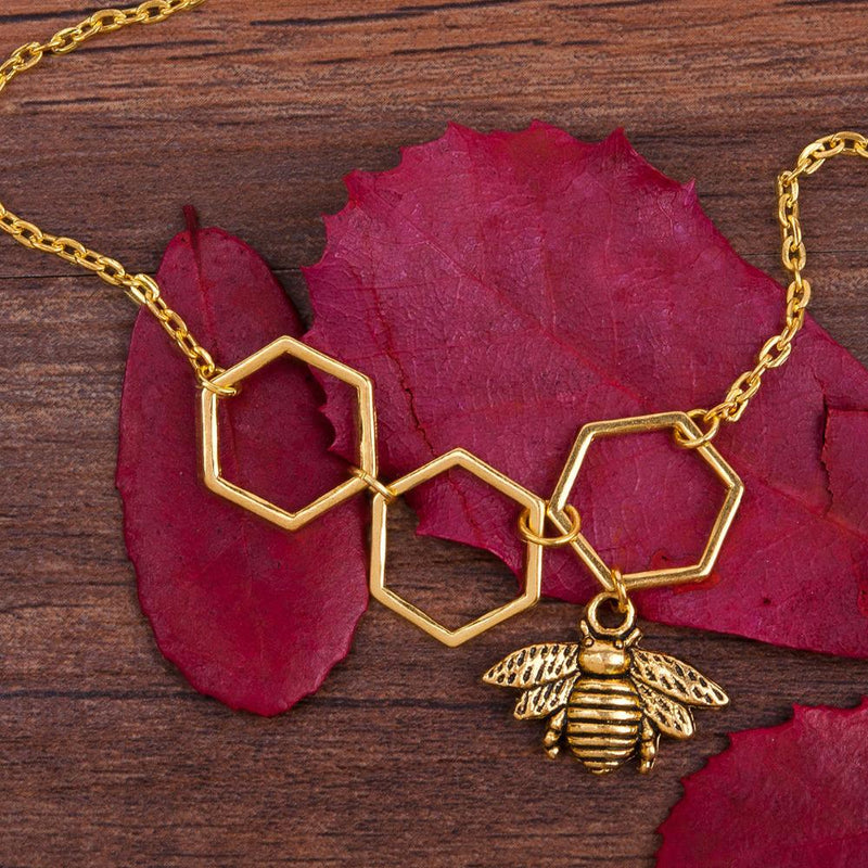 Honeycomb Bee Necklace