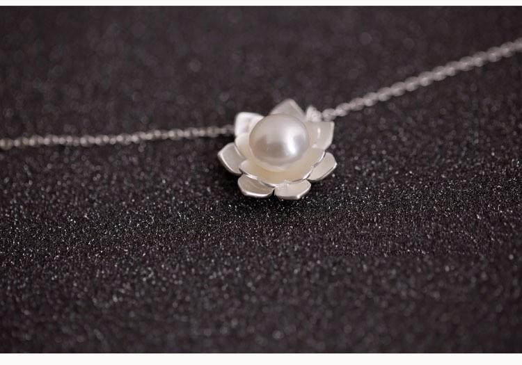 Lotus Pearl Sterling Silver Necklace