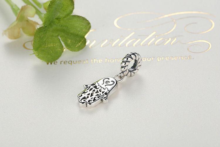 Lucky Hamsa Hand Silver Necklace