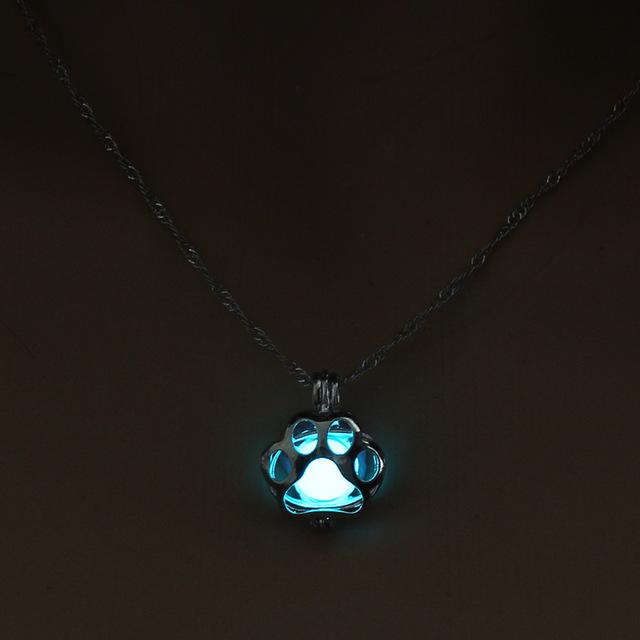 Magical Glow in the Dark Dog Paw Necklace