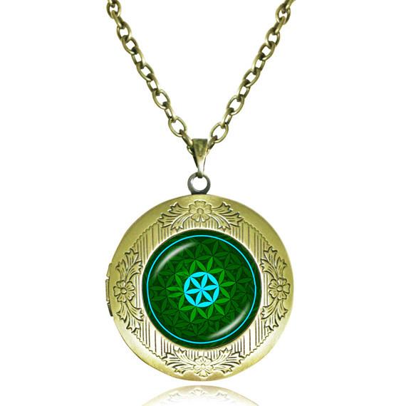 Mandala Glass Dome Choker Locket Necklace