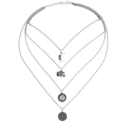 Moon Elephant Multilayer Necklace