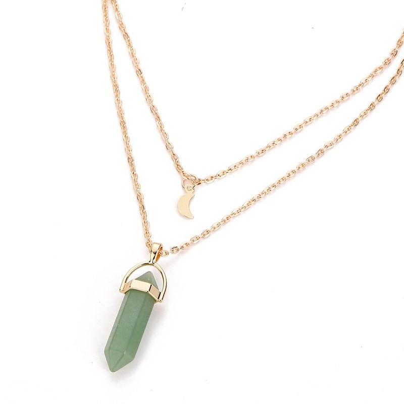 Natural Healing Stone Moon Necklace
