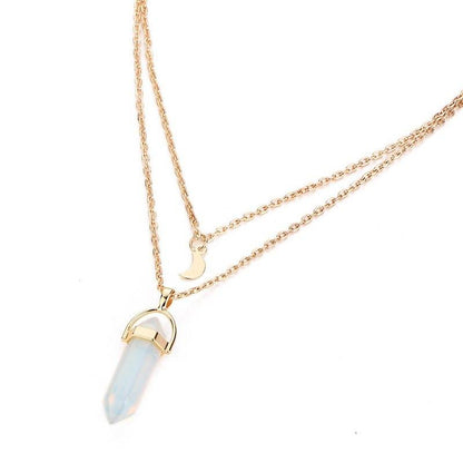 Natural Healing Stone Moon Necklace