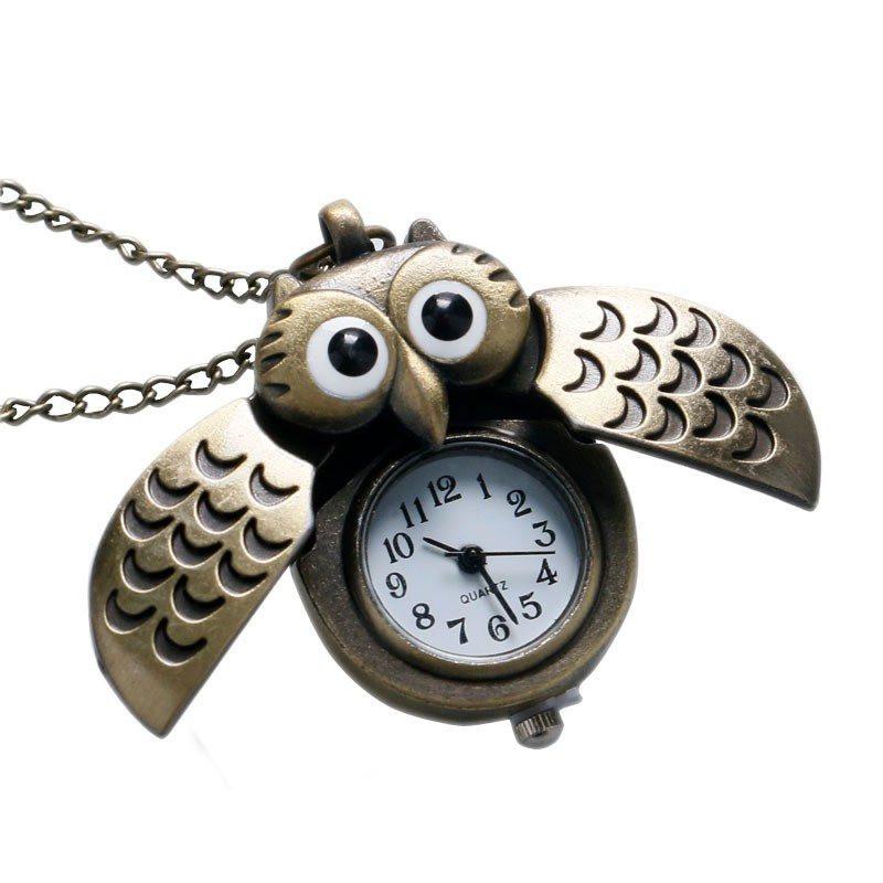 Owl Pocket Watch Long Necklace