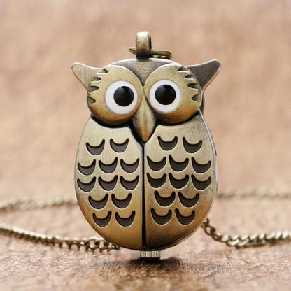 Owl Pocket Watch Long Necklace