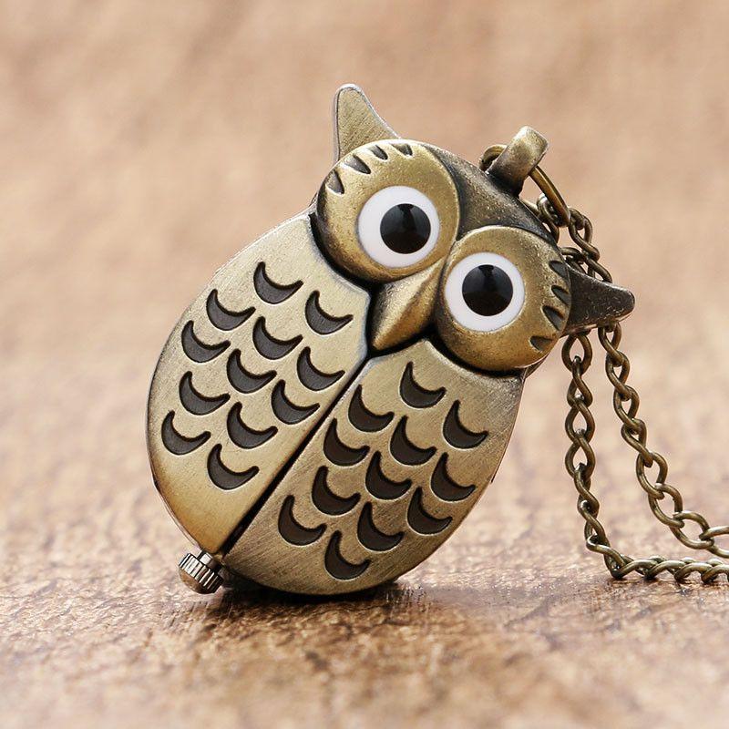 Owl Pocket Watch Long Necklace