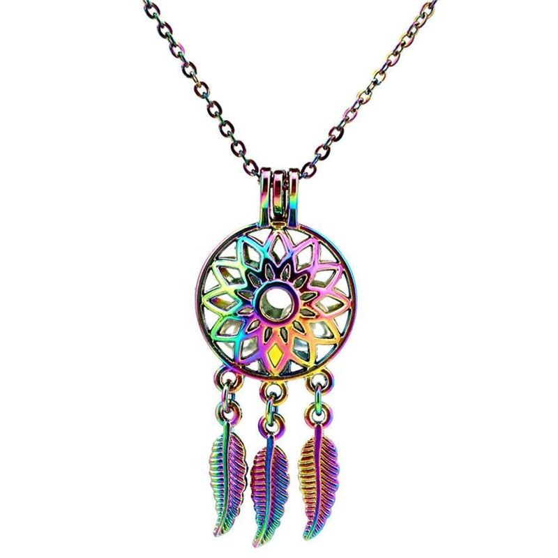 Rainbow Dream Catcher Essential Oil Diffuser Necklace