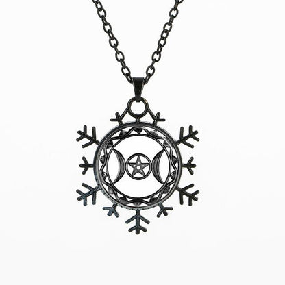 Snowflake Wiccan Art Cabochon Necklace