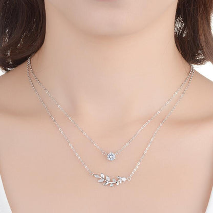Sparkling Leaf Silver Necklace