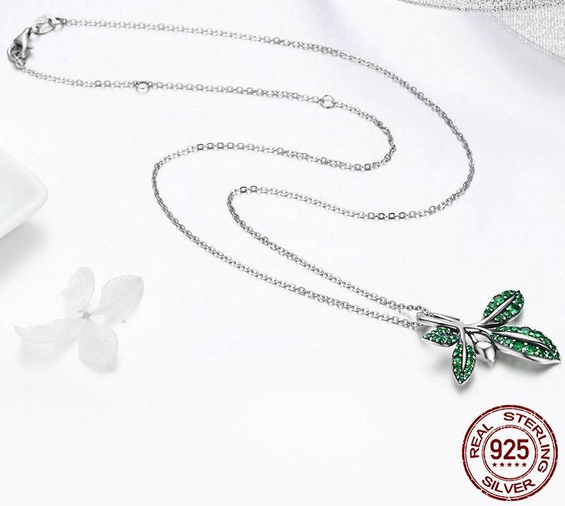 Summer Tree Leaves Sterling Silver Necklace