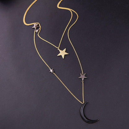 Three Layers Stars & Moon Necklace