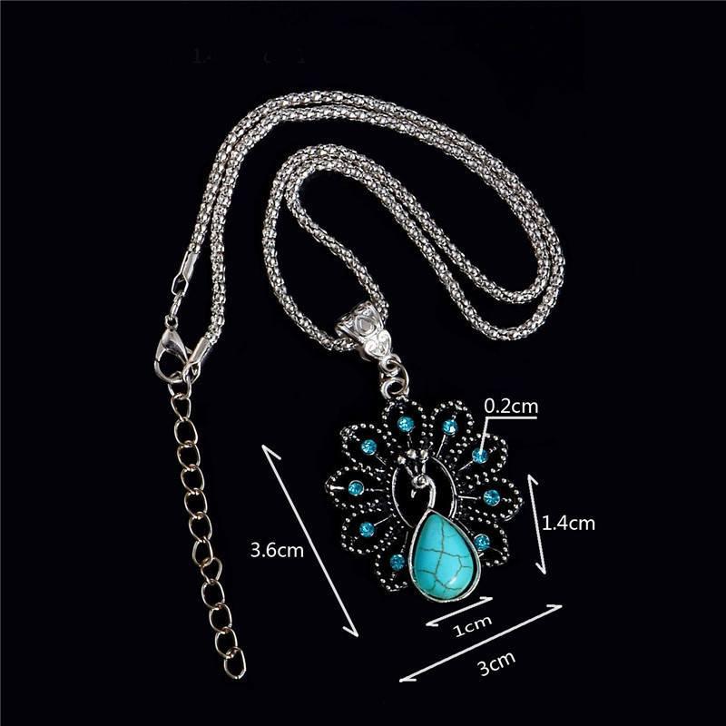 Turquoise Peacock Crystal Necklace