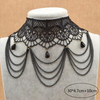 Victorian Black Gothic Crystal Choker Necklace