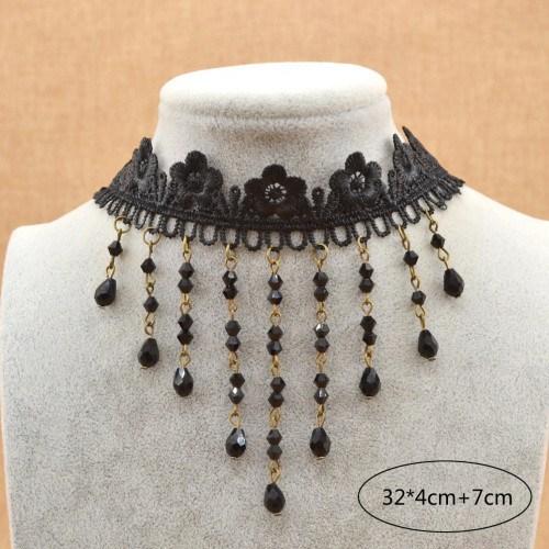 Victorian Black Gothic Crystal Choker Necklace