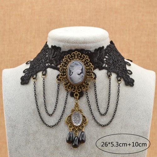 Victorian Black Gothic Crystal Choker Necklace