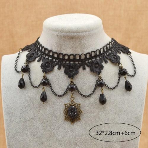 Victorian Black Gothic Crystal Choker Necklace