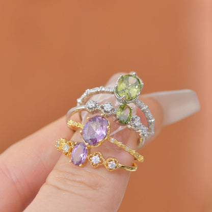 Oval Peridot Ring in Silver
