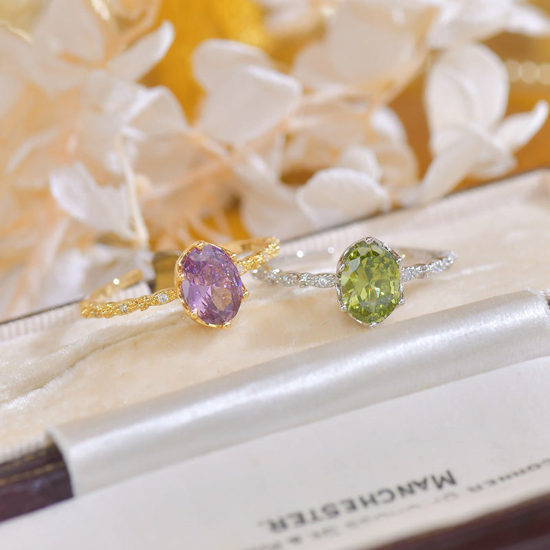 Oval Peridot Ring in Silver