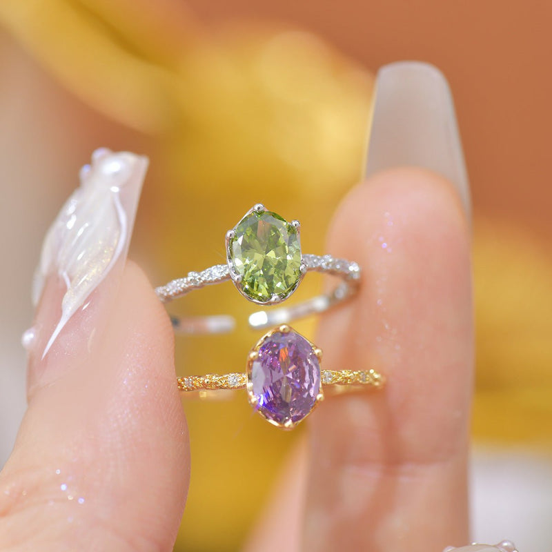 Oval Peridot Ring in Silver