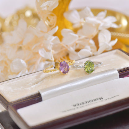 Oval Peridot Ring in Silver