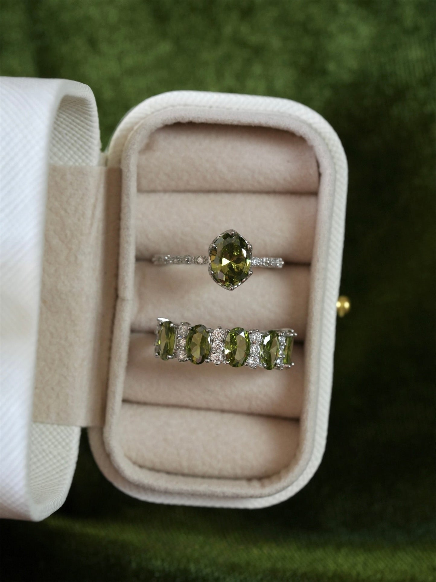 Oval Peridot Ring in Silver