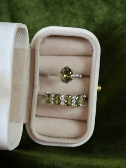 Oval Peridot Ring in Silver