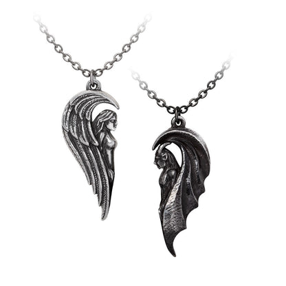 Dark Chemical Companions Angel and Demon Pendant Necklace by Alchemy Gothic