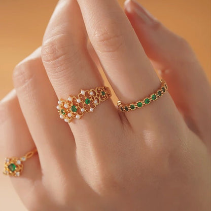 [sample ] Pavé Emerald Ring