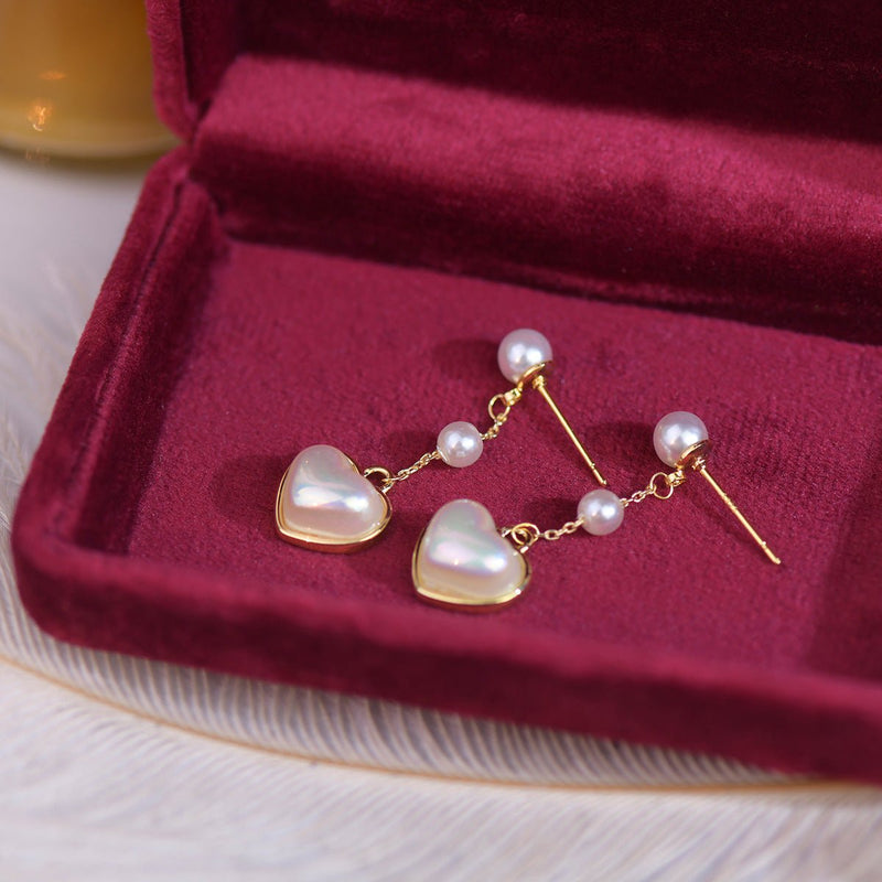 [sample ] Pearl Heart Earrings